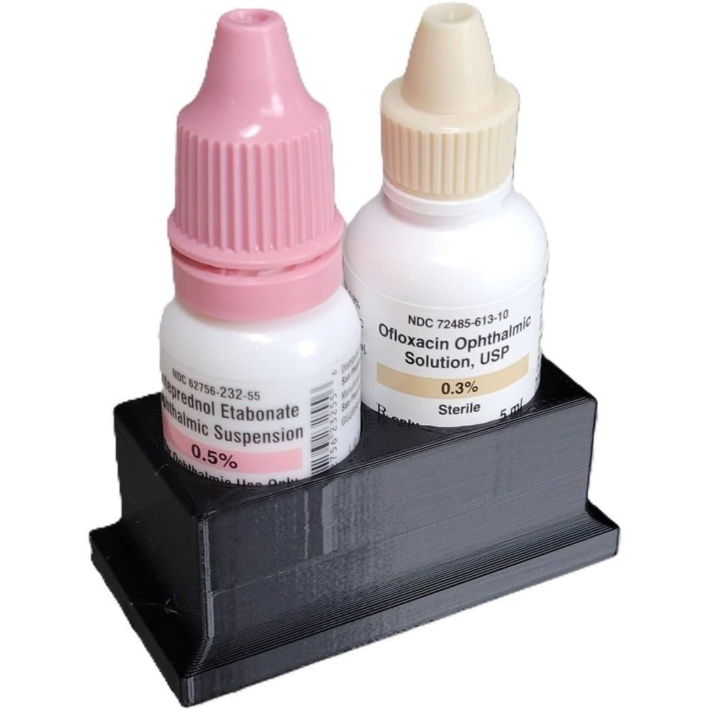 Znet3D Eye Drop Bottle Organizer front view two slot medication stand in black color