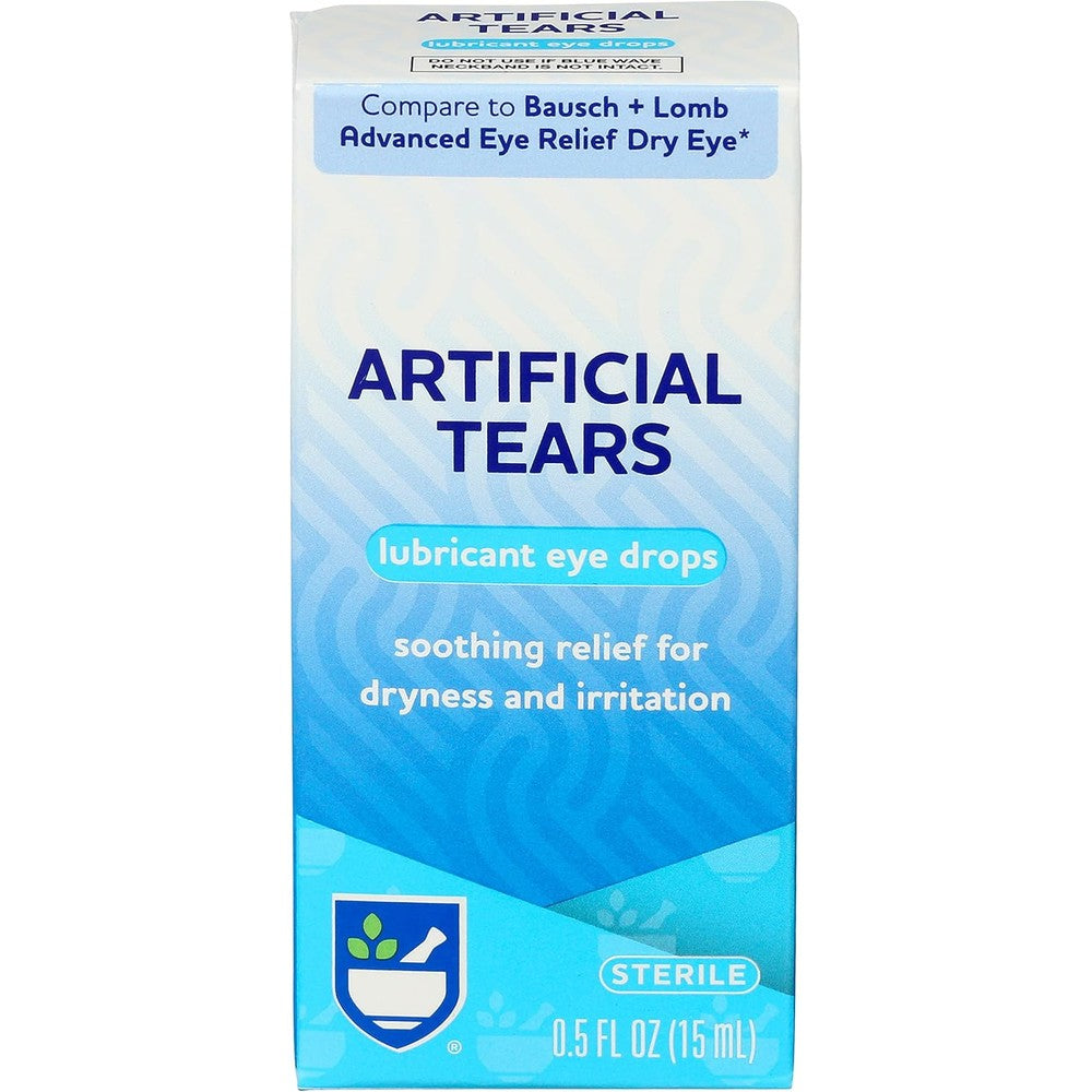Rite Aid Pharmacy Artificial Tears front view bottle for dry eye relief