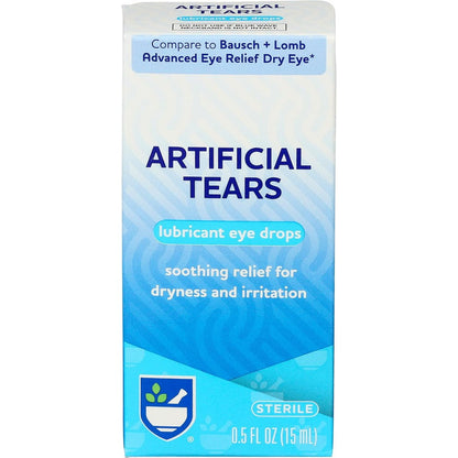 Rite Aid Pharmacy Artificial Tears front view bottle for dry eye relief