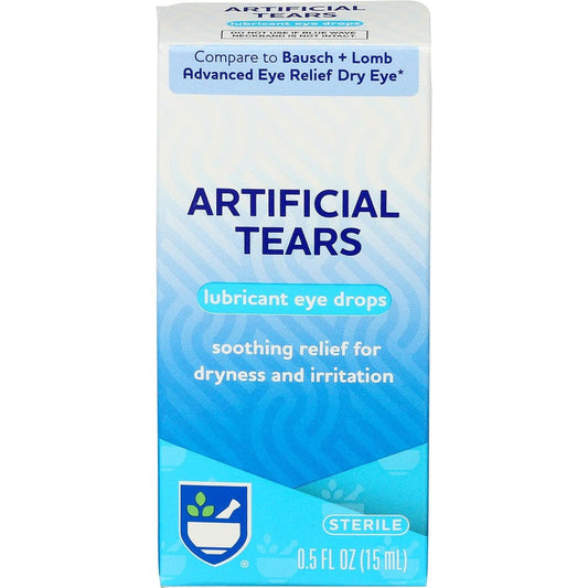 Rite Aid Pharmacy Artificial Tears front view bottle for dry eye relief
