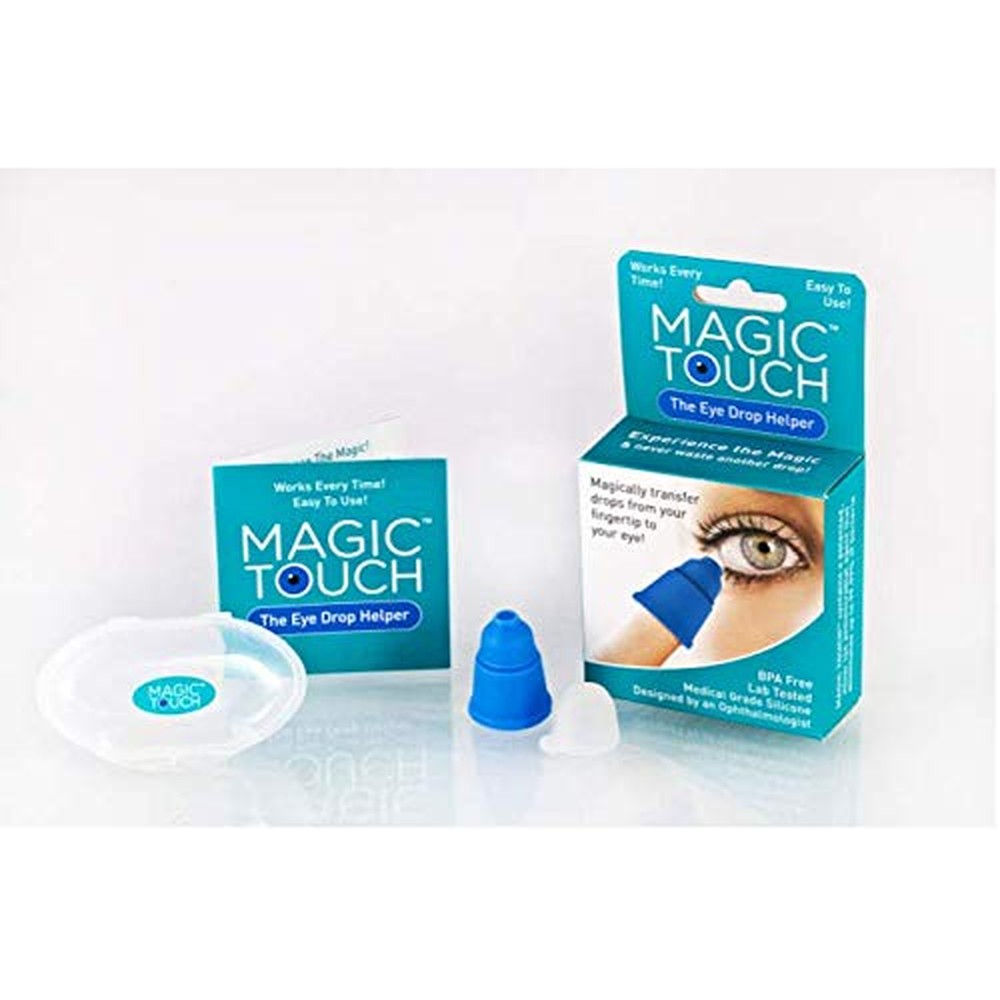 Magic Touch Eye Drop Applicator front view of silicone finger guide