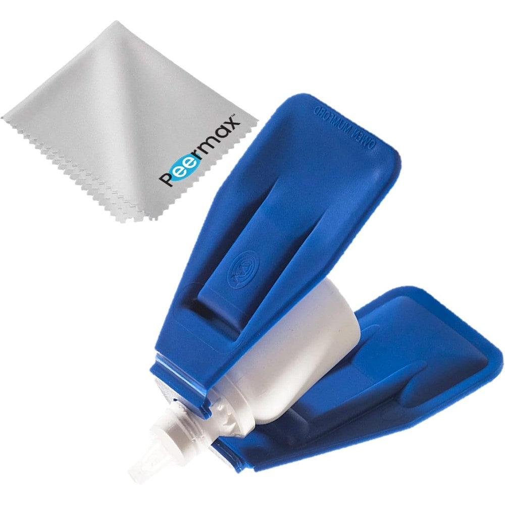 Peermax AutoSqueeze eye drop bottle squeezer front view ergonomic aid for arthritis relief