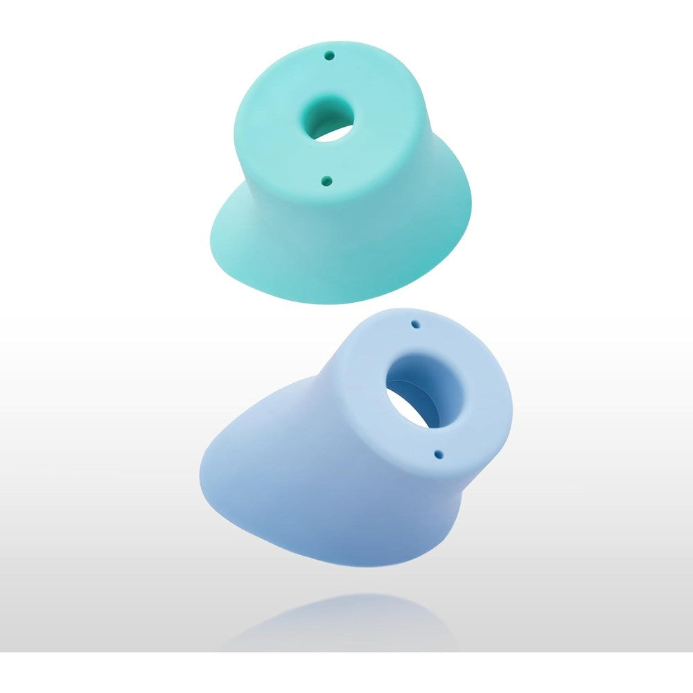 Fullicon eye drop guide for seniors two pack front view blue and green dispensers