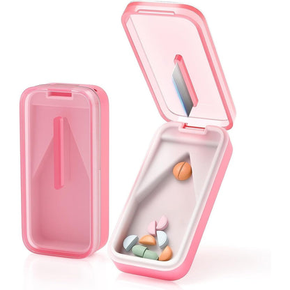 DEPAD pill cutter splitter pink front view showing compact design
