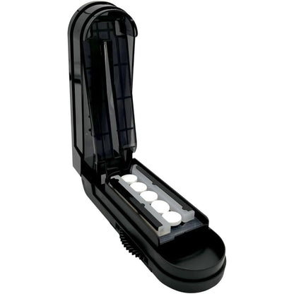 EZY DOSE multi pill cutter and splitter front view showing the compact blue housing and durable design