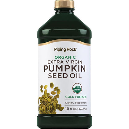 Piping Rock Organic Pumpkin Seed Oil 16 fluid ounce bottle front view