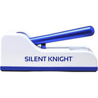 PIPROX New Silent Knight Pill Crusher front view showing blue and white medical grade hand operated mechanism
