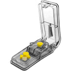 FANSTINOW pill cutter in gray showing front view with V-shaped tablet holder