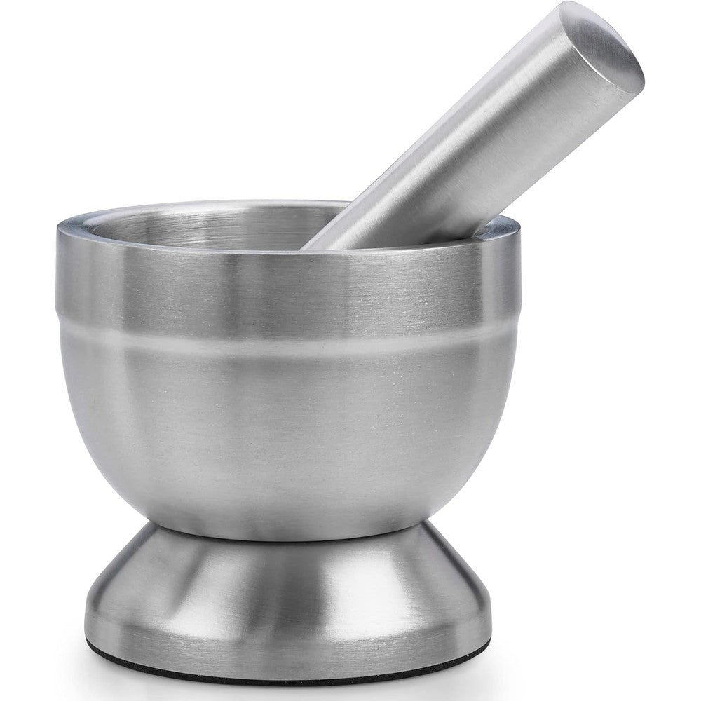 MEDca Pill Crusher stainless steel mortar and pestle front view medicine grinder