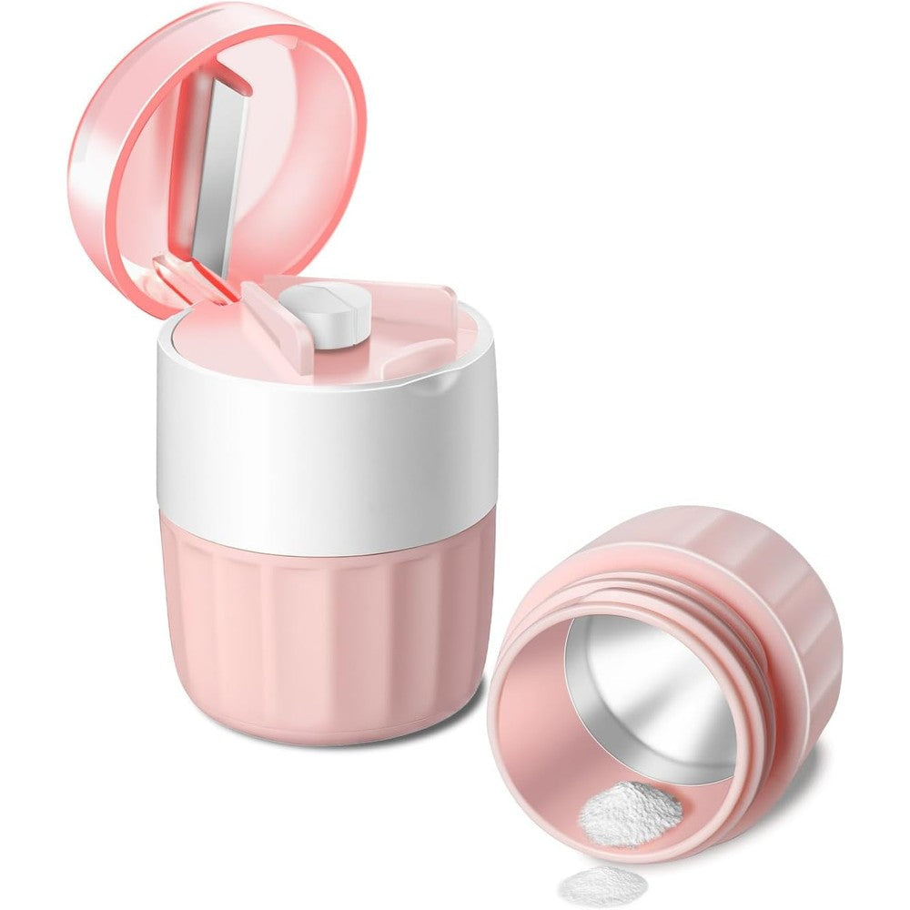 Cotatoc 3-in-1 pill crusher front view showing pink ergonomic design