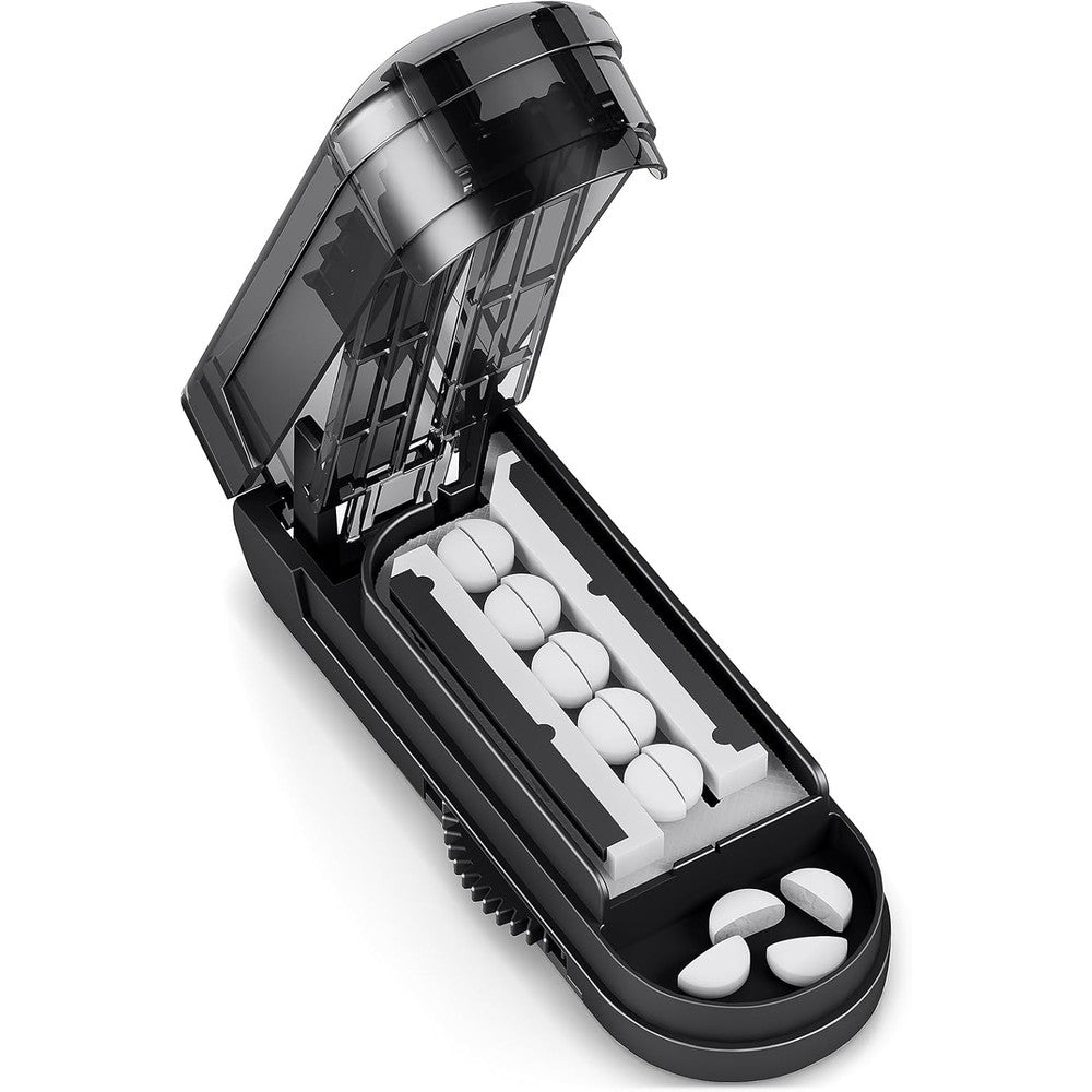 DEPAD adjustable pill cutter and multi tablet splitter front view for accurate alignment