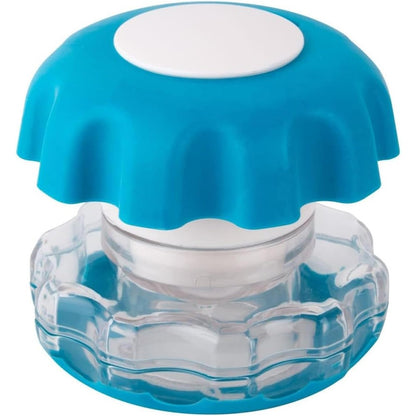 Ezy Dose Crush Pill Crusher front view showing the compact blue ergonomic design.