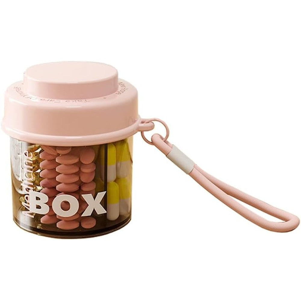 MURRI&MURRDI small portable pill bottle organizer pink front view showing compact purse design