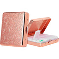 EYIWEITING travel metal pill organizer pink front view showing secure outer shell closure