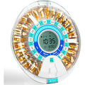 Windtrace automatic pill dispenser for elderly front view showing digital clock interface