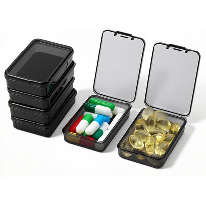 EIVENNKO small pill box 6 piece set in black showing the front view.