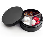 LightOnIt small metal pill case 3 compartments front view in premium anodized black finish