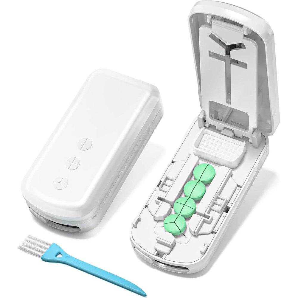 MKTWVG Daviky pill cutter splitter front view showing adjustable centering slot for precise health dosing