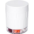 Betife extra large supplement organizer front view showing white cylindrical weekly pill dispenser