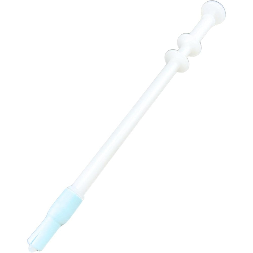 Knupp Co. Pet Pill Shooter front view of light blue syringe device for dogs and cats.