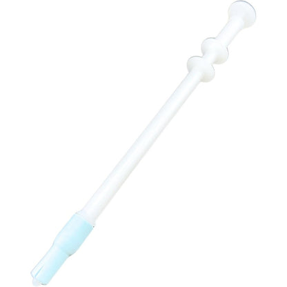 Knupp Co. Pet Pill Shooter front view of light blue syringe device for dogs and cats.