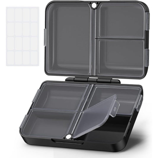 AUVON daily pill organizer front view showing sleek black exterior