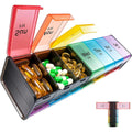 Daviky extra large weekly pill organizer front view showing fourteen black compartments
