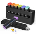 KERTSSY weekly pill organizer front view showcasing the fourteen translucent black compartments.