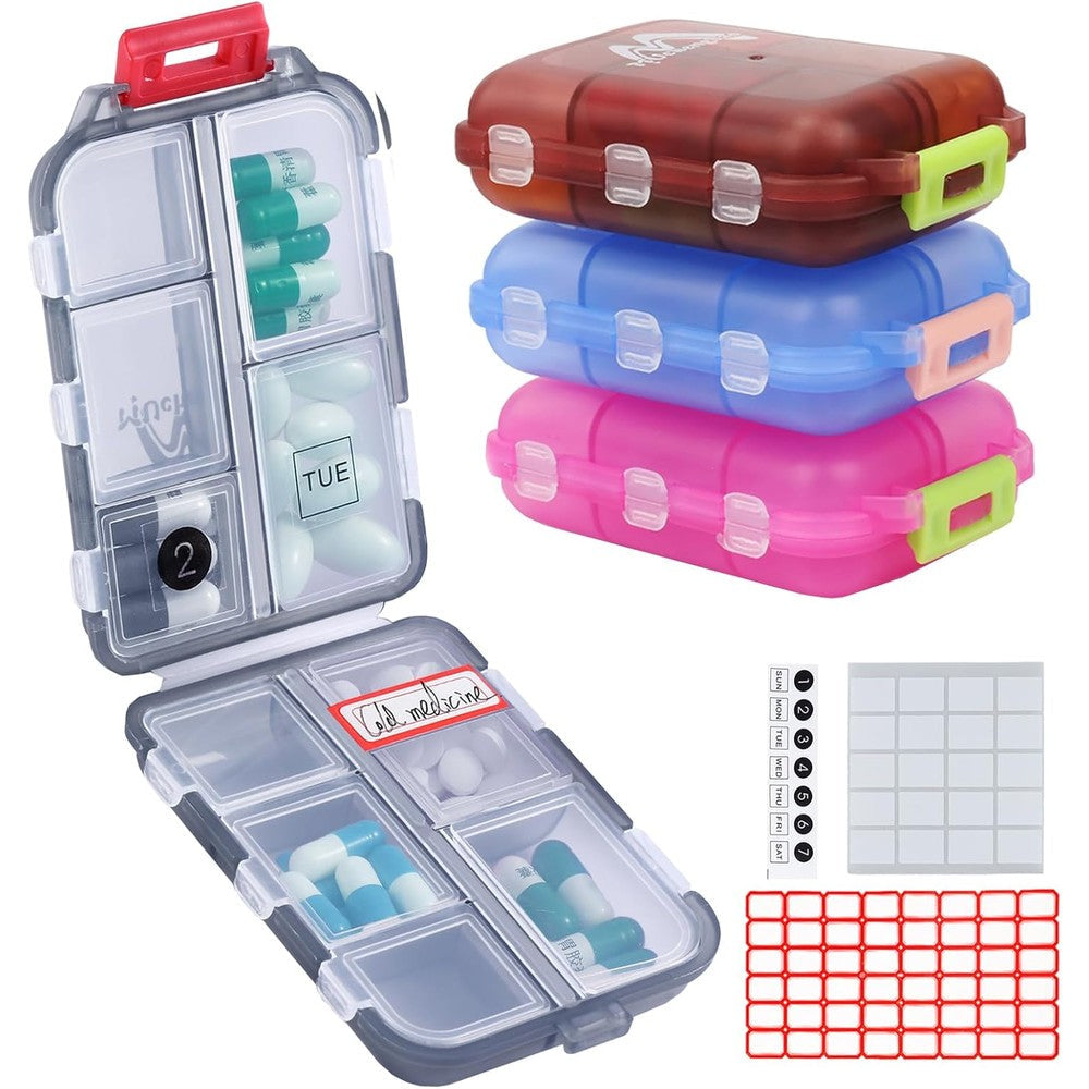 M MUCHENGBAO travel pill organizer front view showing compact folding design