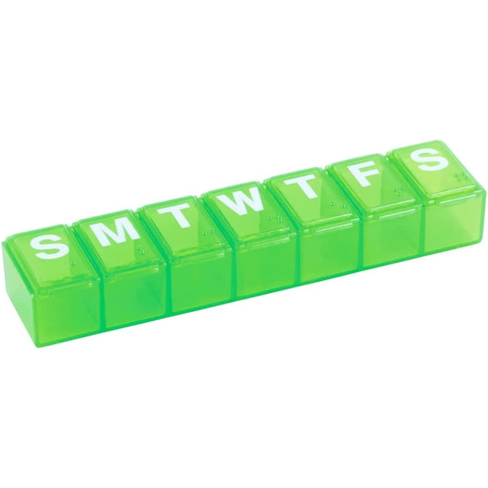 Ezy Dose Weekly 7 Day Pill Organizer medium size front view showing green compartments