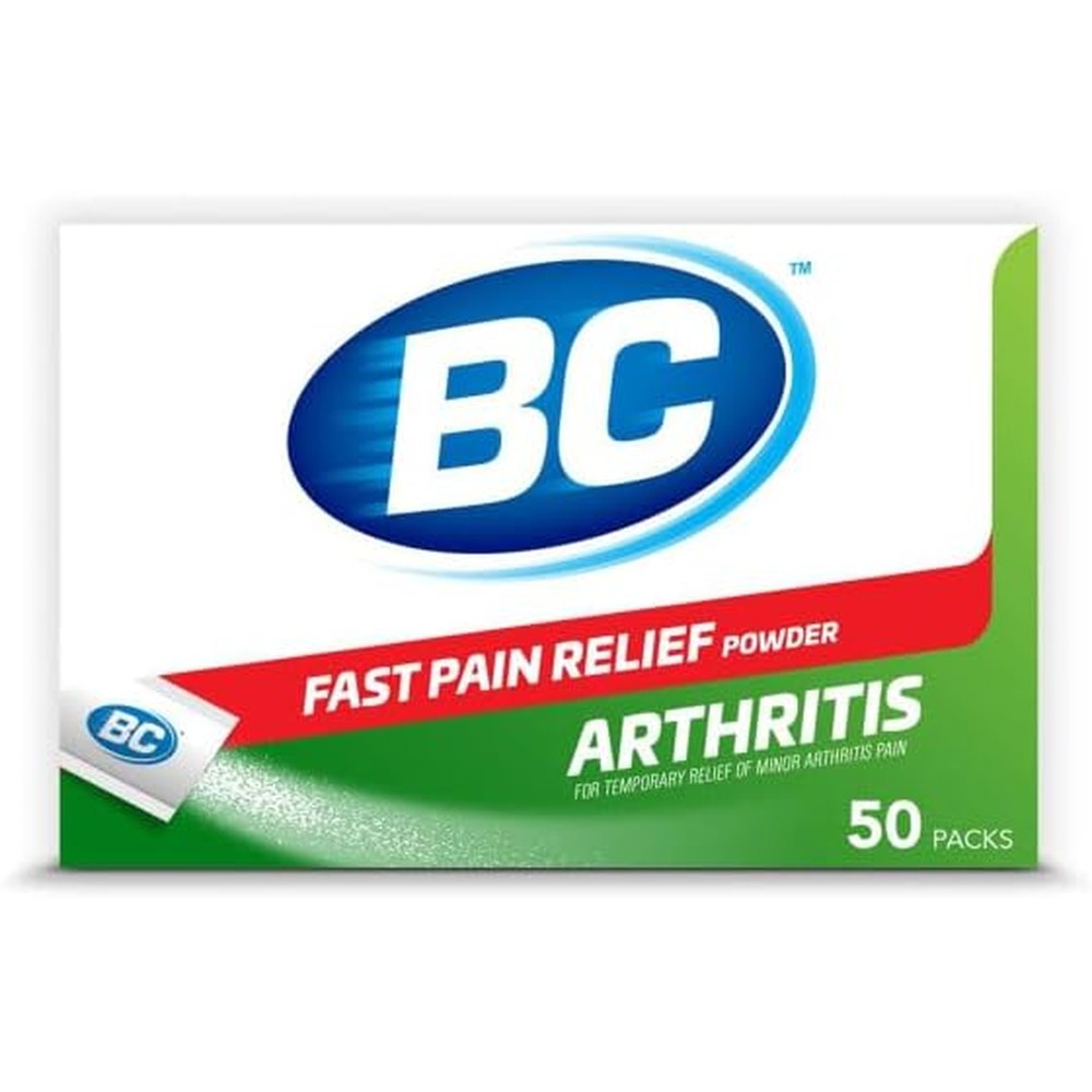 BC Arthritis Pain Relief Powder front view of box packaging for fast joint relief