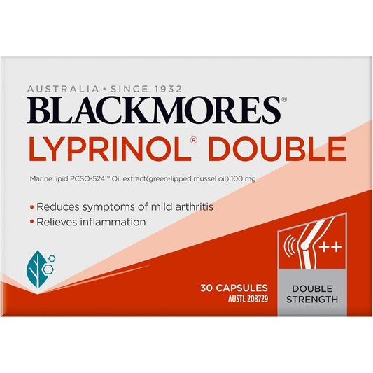 Blackmores Lyprinol Double Strength 30 capsules front packaging for joint health support