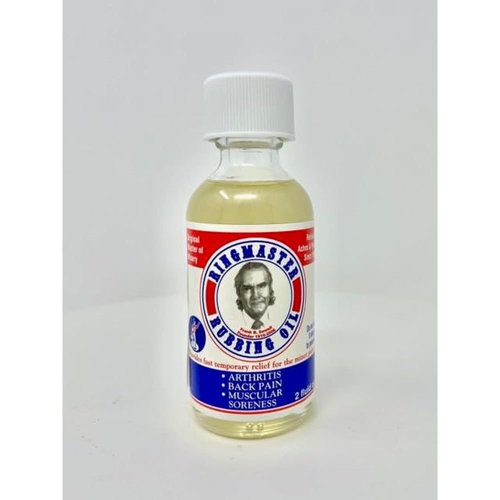 Ringmaster Rubbing Oil front view of 1 ounce bottle for joint pain relief