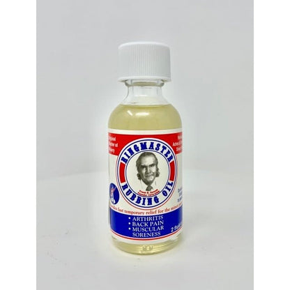 Ringmaster Rubbing Oil front view of 1 ounce bottle for joint pain relief