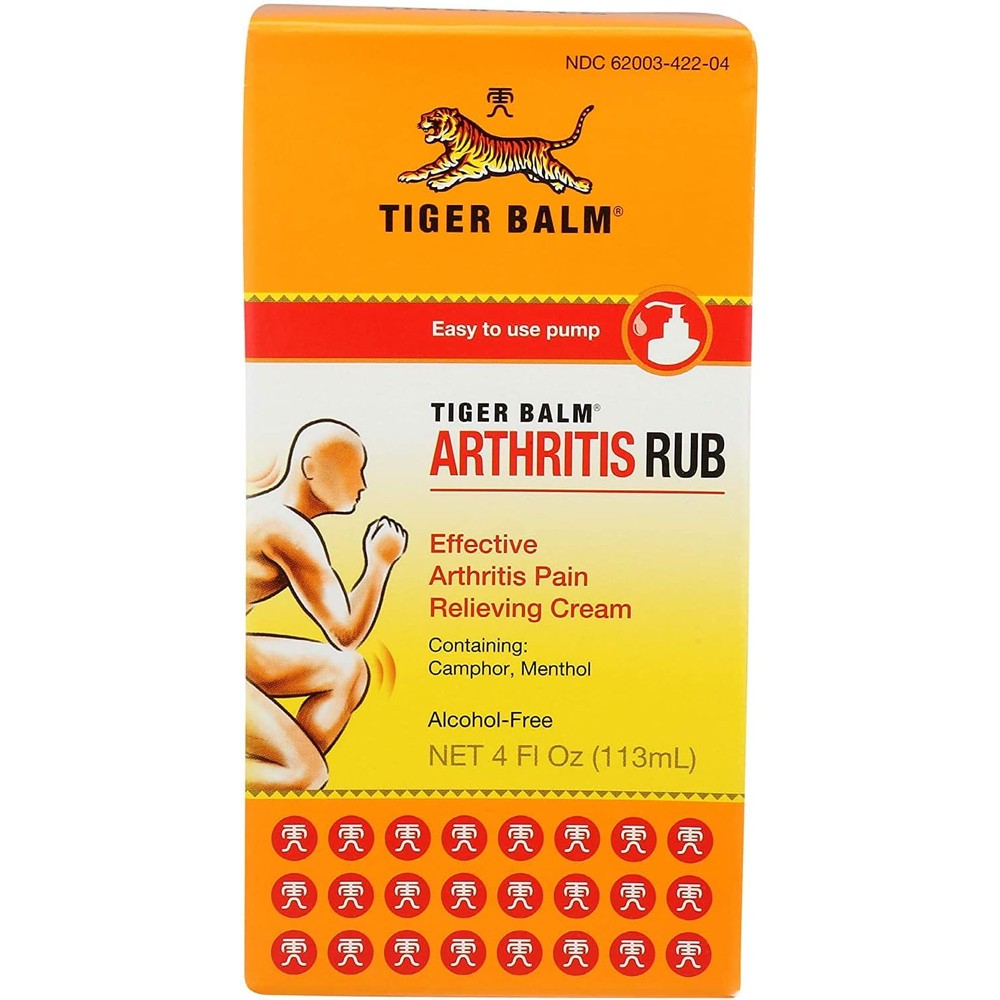 Tiger Balm Arthritis Rub front view of pump bottle for joint pain relief