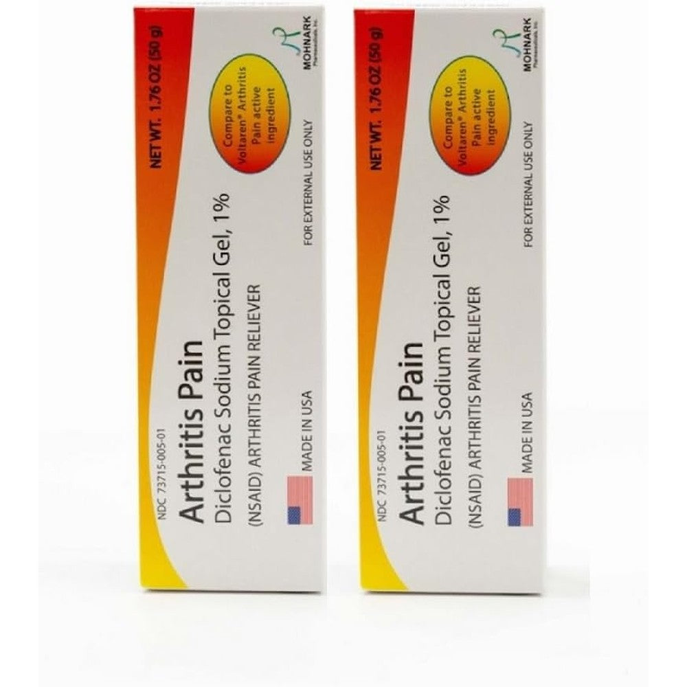 Kayashree MOHNARK Diclofenac Sodium Topical Gel 1% two pack front view showing the arthritis pain relief packaging.