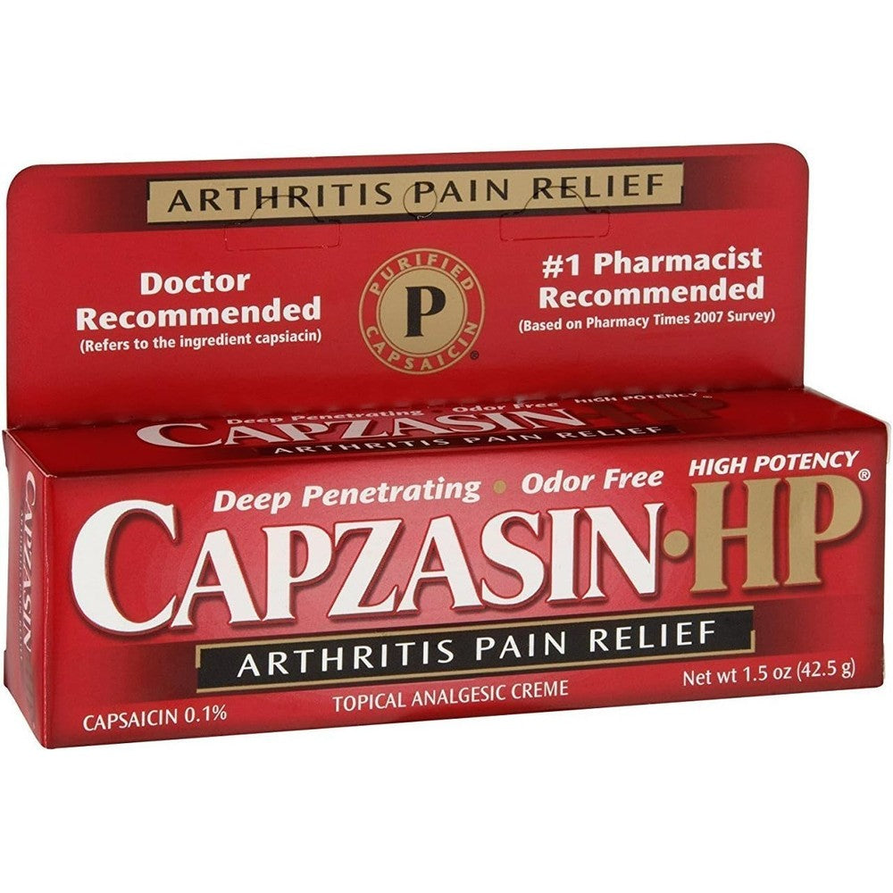 Chattem Capzasin HP Arthritis Pain Relief Cream one point five ounce tube front view for topical joint care