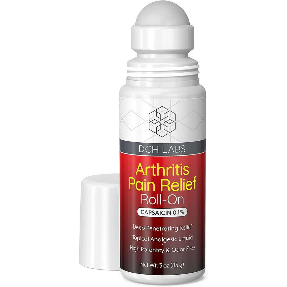 DCH Labs Warming Arthritis Pain Relief Roll On front view bottle for joint relief