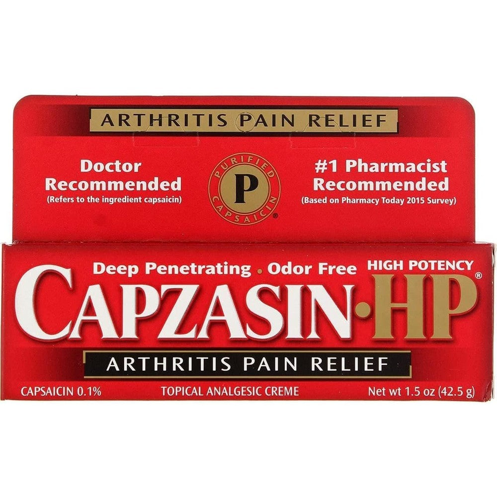 Capzasin HP arthritis pain relief creme pack front view for topical joint care