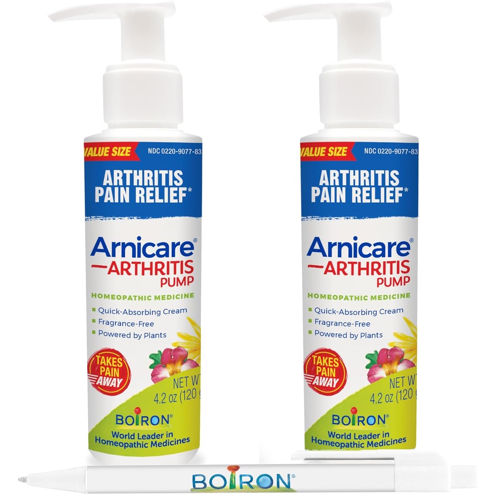 Boiron Arnicare Arthritis Cream twin pack pump bottle front view joint pain relief topical