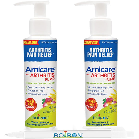 Boiron Arnicare Arthritis Cream twin pack pump bottle front view joint pain relief topical