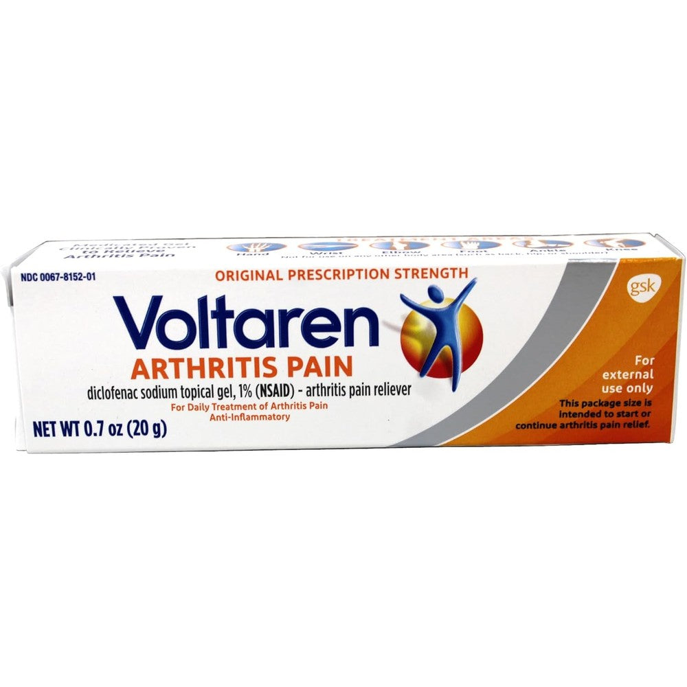 Voltaren Topical Gel one percent front view for arthritis pain relief
