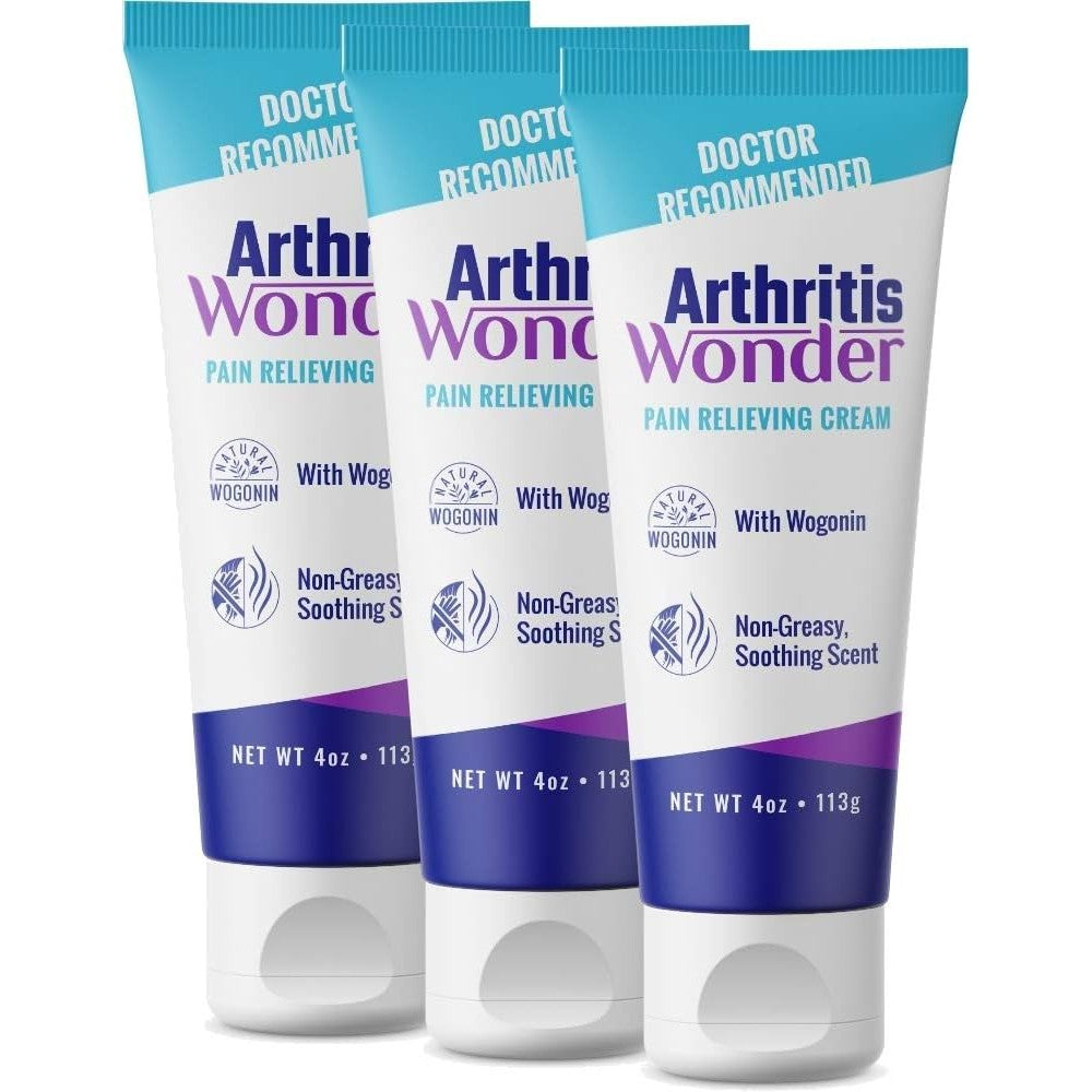 Arthritis Wonder Pain Relief Cream three pack front view showing packaging for joint inflammation care