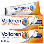 Voltaren Arthritis Pain Gel twin pack front view showing packaging with easy open cap