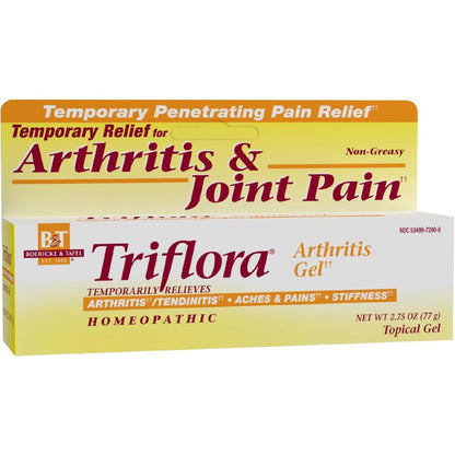 Boericke and Tafel Triflora Arthritis Gel front view tube for homeopathic joint pain relief