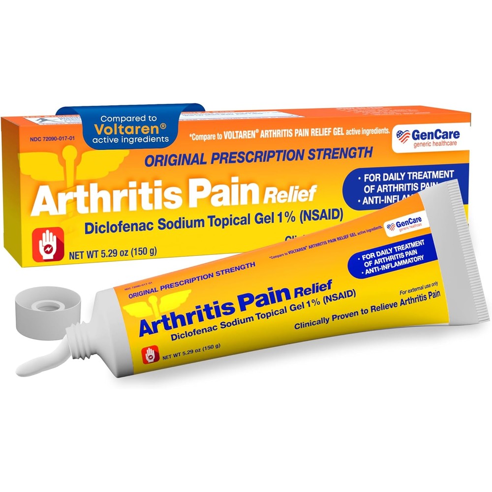GenCare Arthritis Pain Relief Diclofenac Sodium Topical Gel front packaging view for topical joint pain relief.