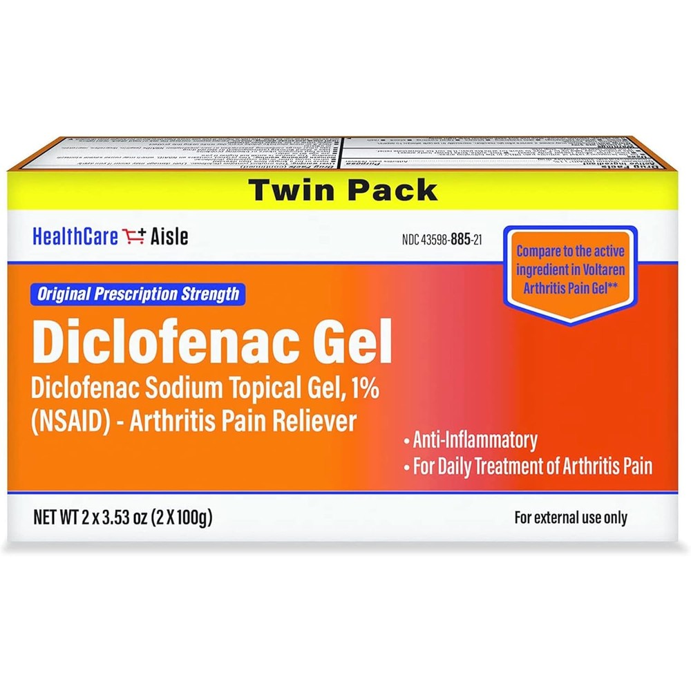 HealthCareAisle Diclofenac Gel Twin Pack front view for arthritis pain relief