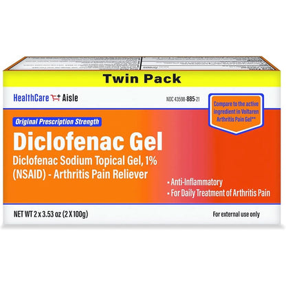 HealthCareAisle Diclofenac Gel Twin Pack front view for arthritis pain relief