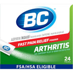 BC Pain Relief Powder Arthritis Pain 24 Count front box packaging for fast joint comfort.