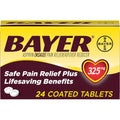 Bayer Genuine Aspirin 325mg Coated Tablets front packaging view for adult pain relief